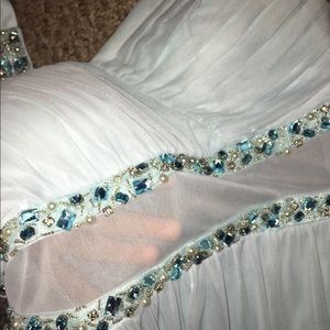 light blue long prom dress